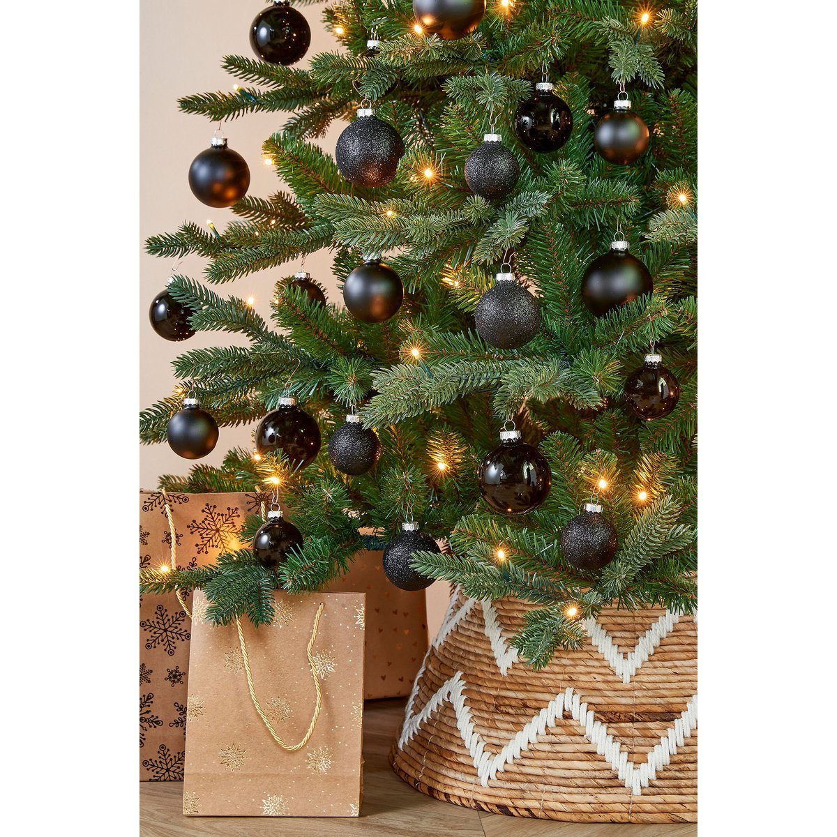 Kerstballen Set - 42 Stuks - Ø7 cm - Glas - Zwart