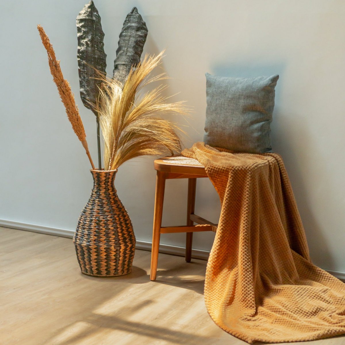 Geweven Boho Vaas DAYANA zwart
