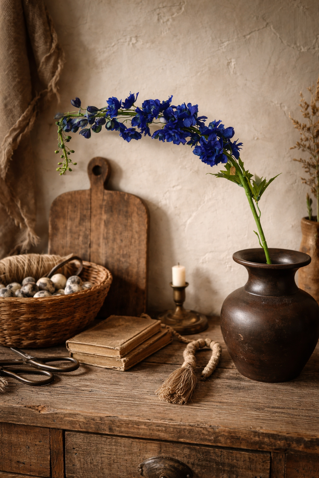 Blauwe ridderspoor – kunstbloem / zijdenbloem