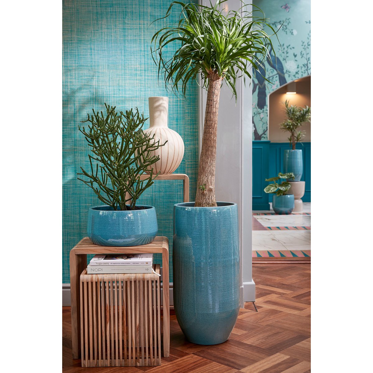 Holm Vaas - H42 x Ø28 cm - Keramiek - Crème streep