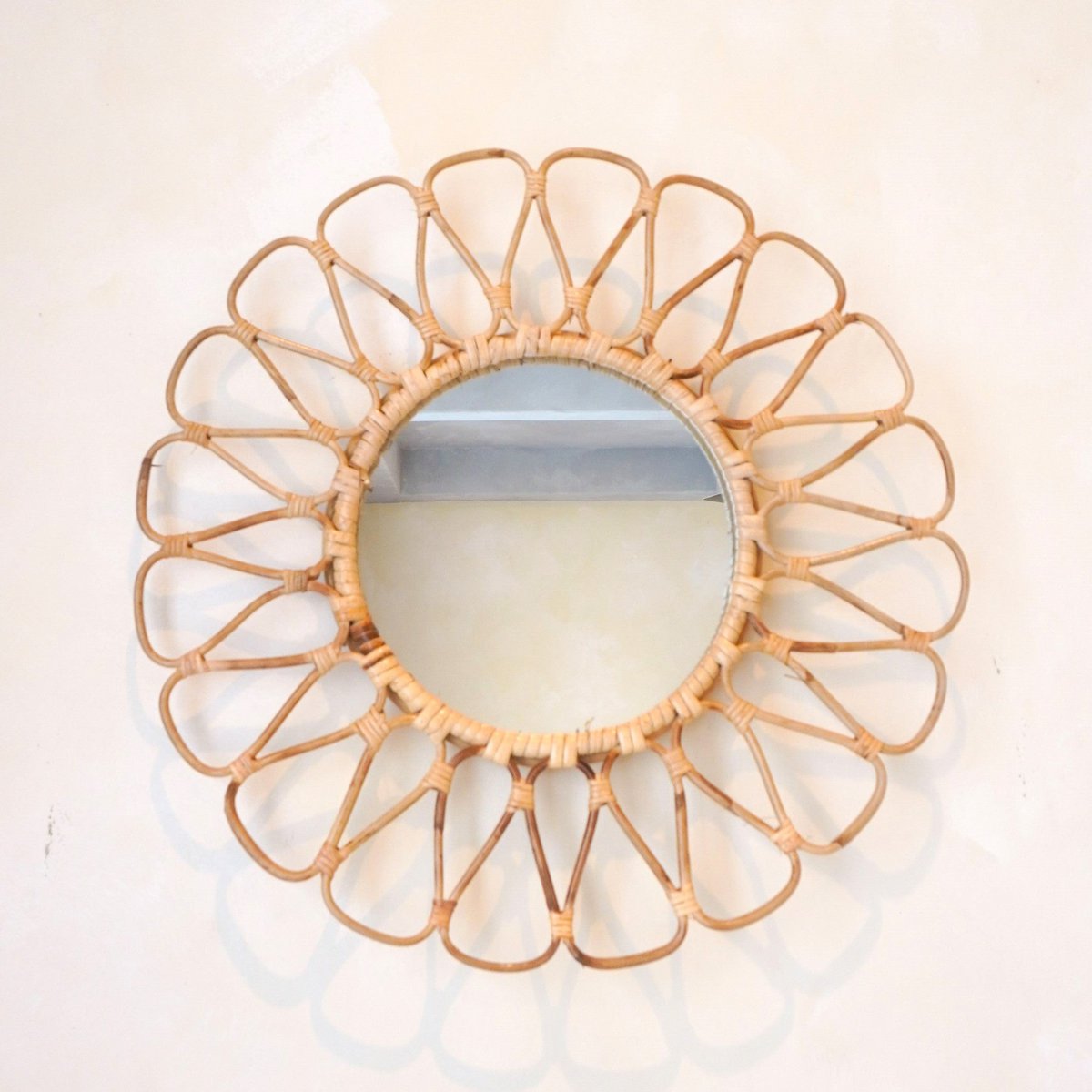 Kleine rotan spiegel 38 cm handgemaakte Boho wandspiege DAAU