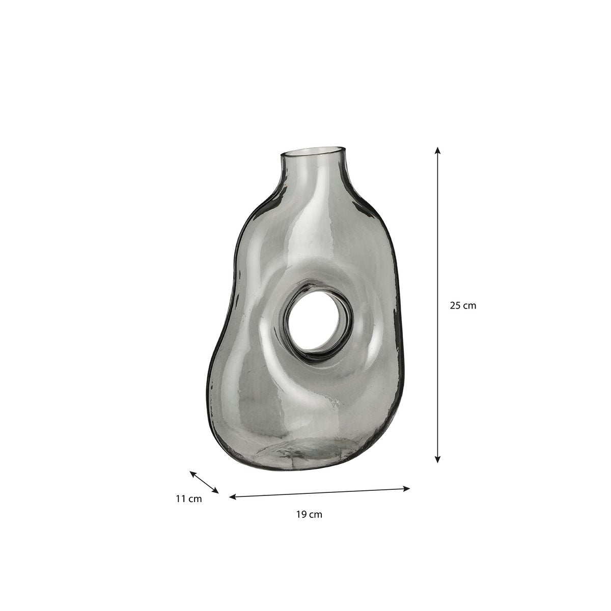 Jay Vaas - L19 x B11 x H25 cm - Glas - Lichtgrijs