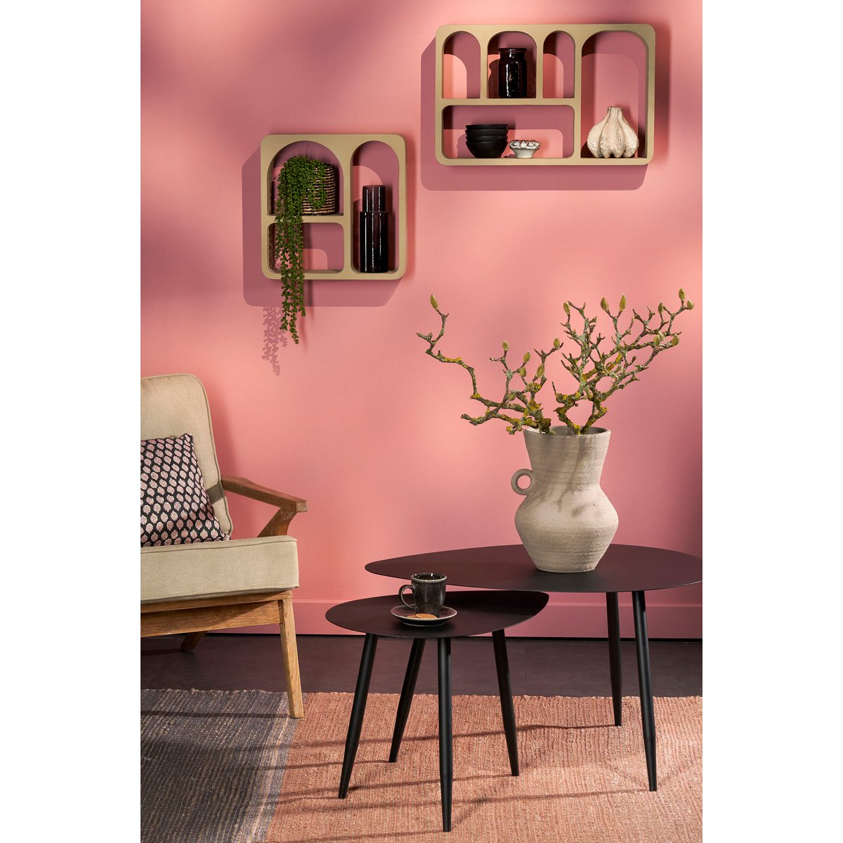 Bijzettafel - Set van 2 - Metaal - Zwart