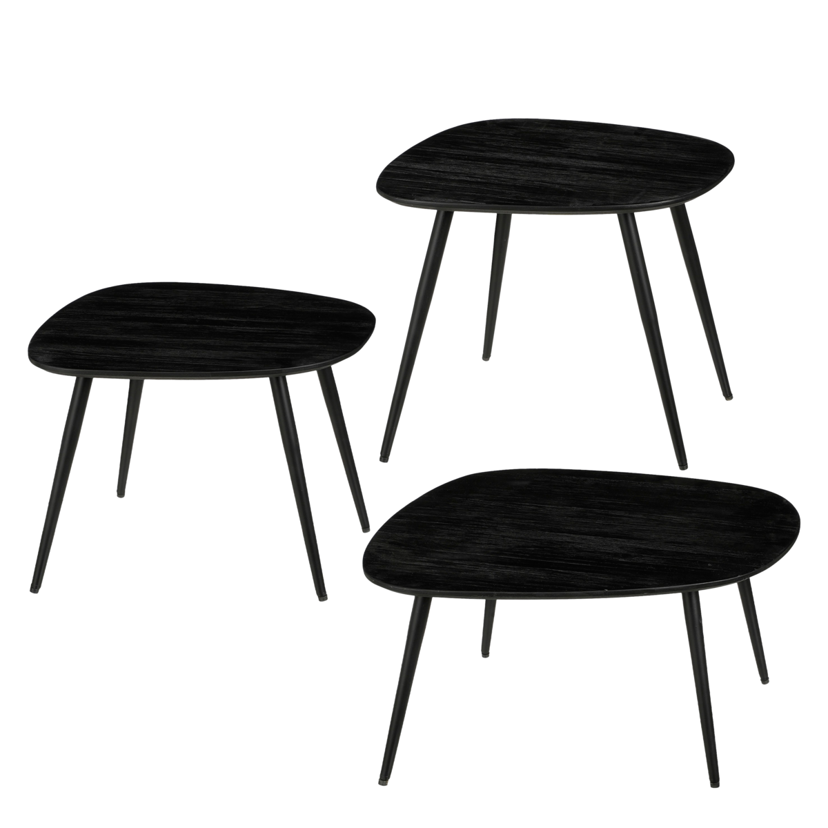 Jailey Bijzettafel - Set van 3 -Zwart