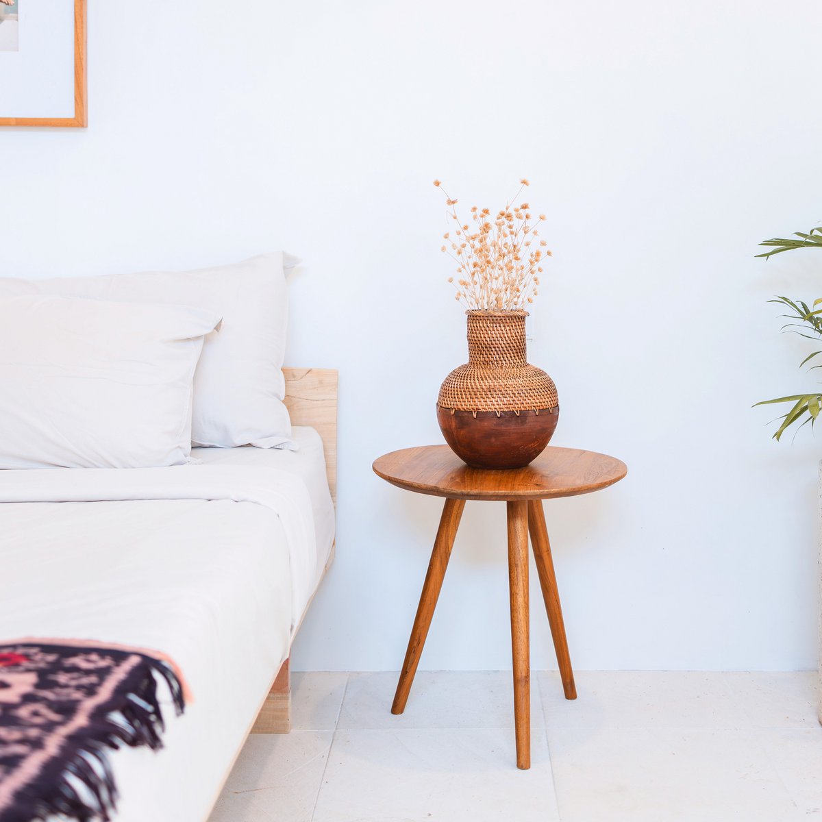 Rotan vaas – houten vaas (Ø 22 cm) KAMARI bruin