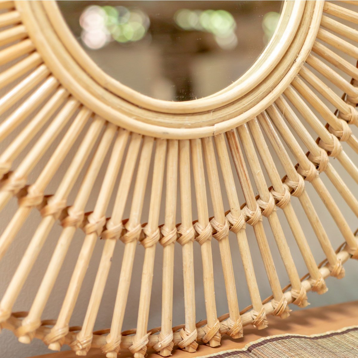Ronde Rotan WandSpiegel BUMI (58 cm)