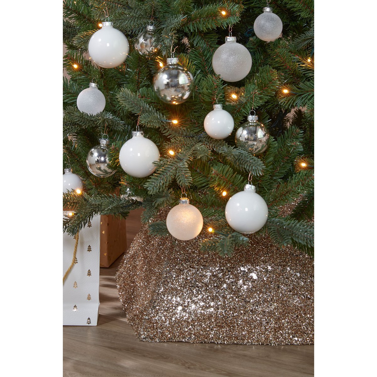 Kerstboomrok - L50 x B50 x H30 cm - Goud vierkant