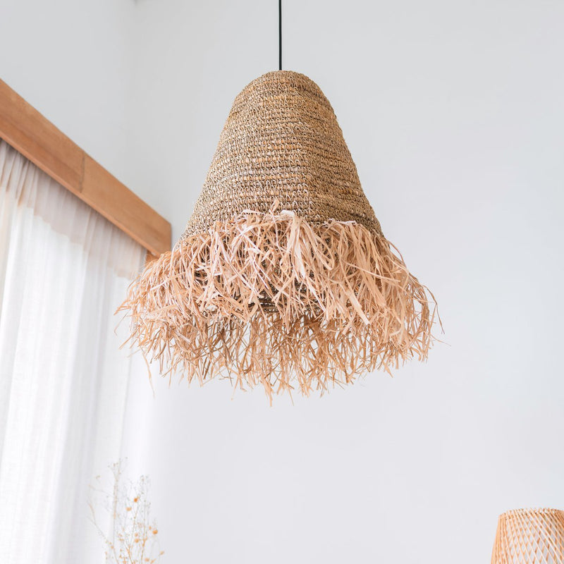 Kalima raffia boho-hanglamp