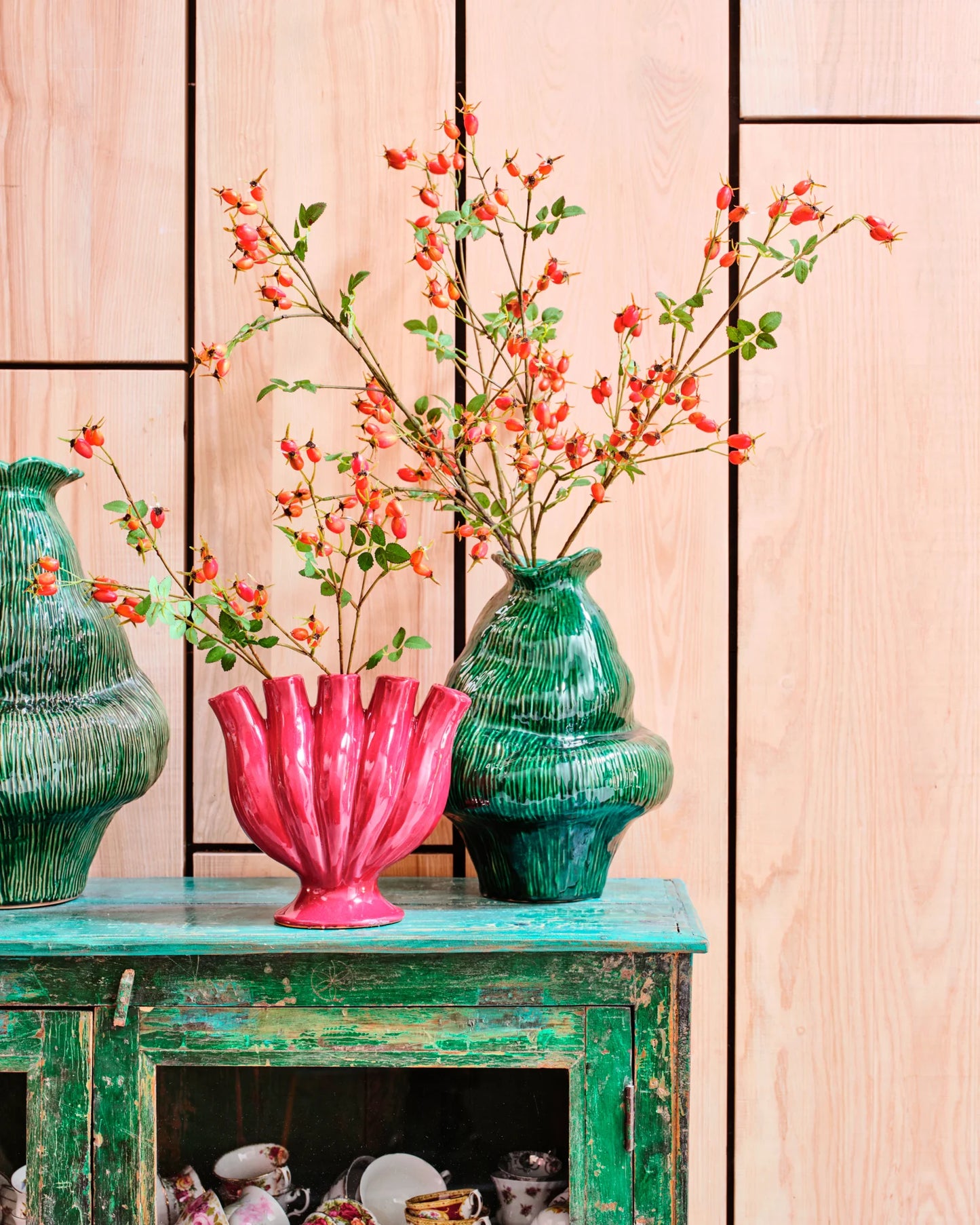 Kunstbloem-Zijden Bloem-Kunsttak Rozenbottel Tak oranje 67 cm