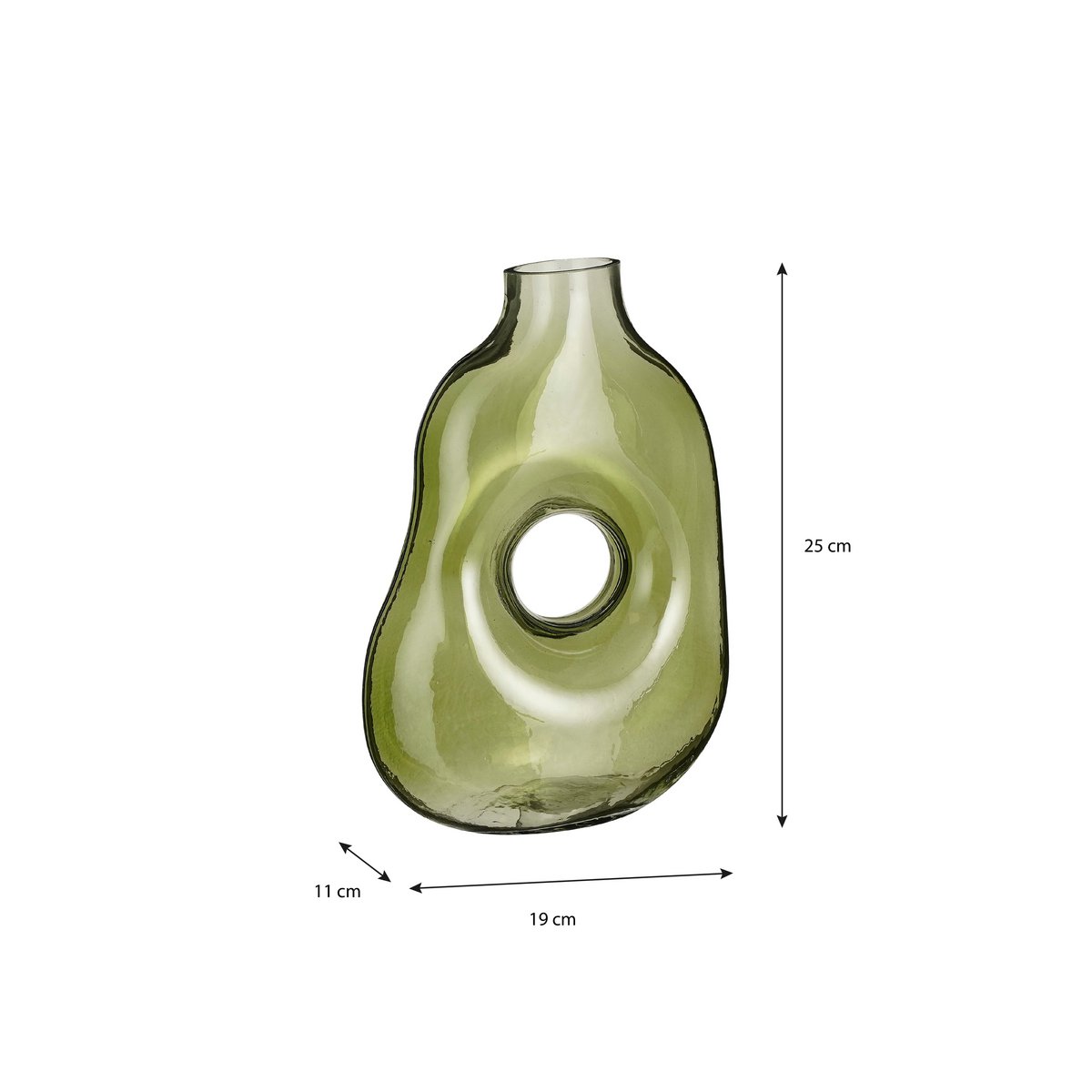 Jay Vaas - L19 x B11 x H25 cm - Glas - Lichtgroen