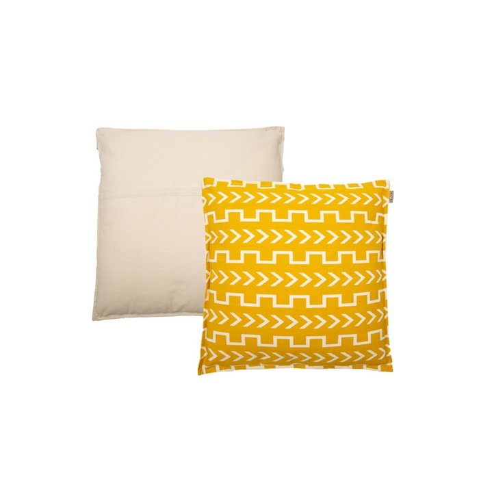 Kussen Emma oker/uit wit 45x45