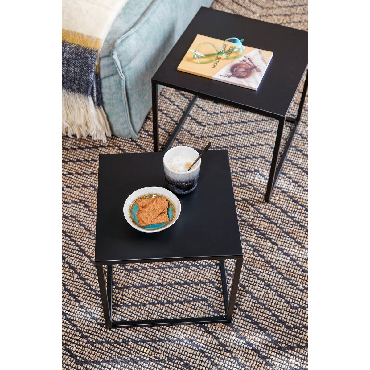 Goa Bijzettafel - Set van 2 - Metaal - Zwart