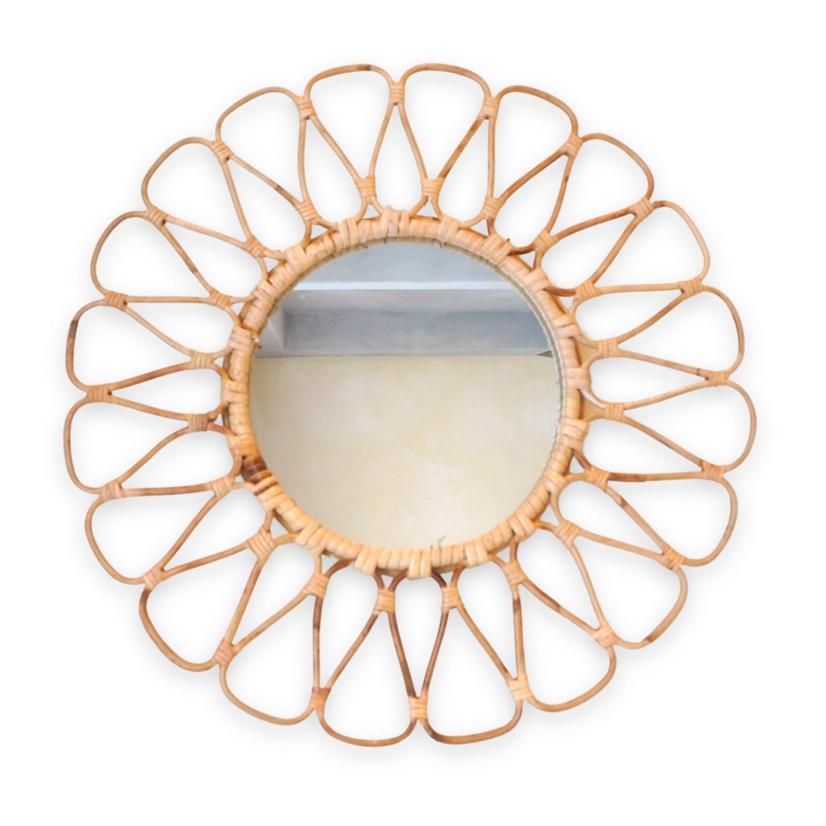 Kleine rotan spiegel 38 cm handgemaakte Boho wandspiege DAAU