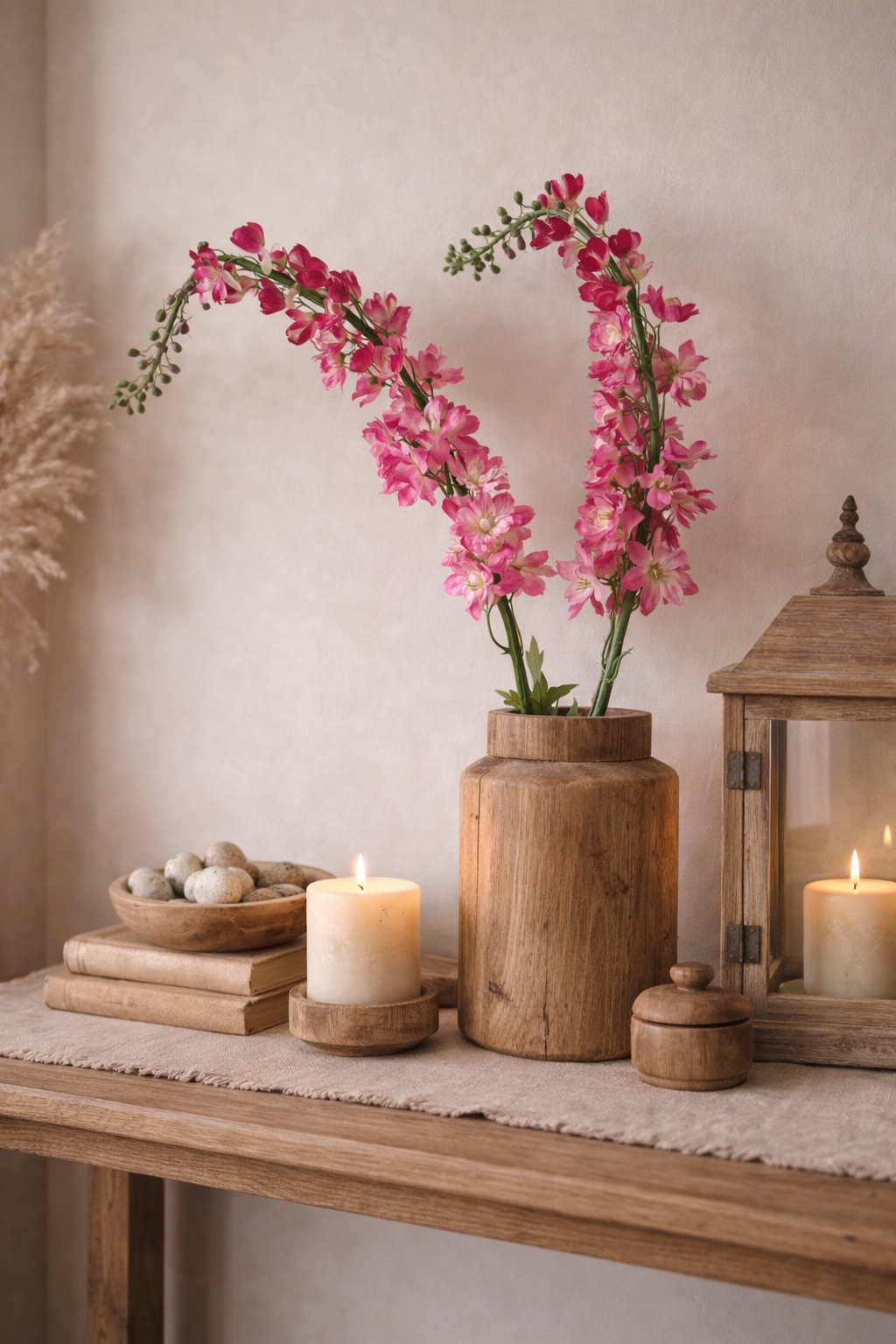 Roze ridderspoor – kunstbloem / zijdenbloem