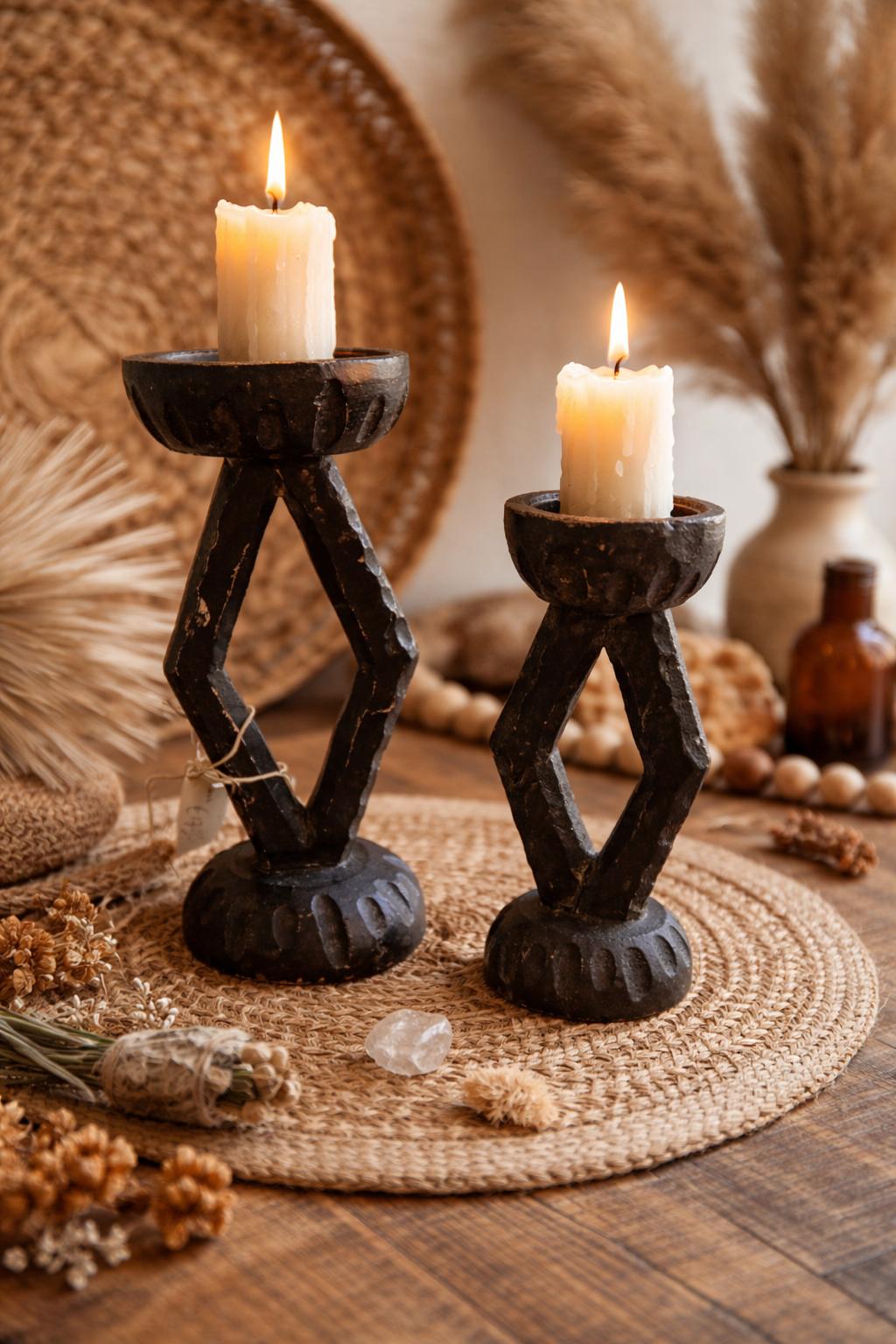 Set van houten kandelaars