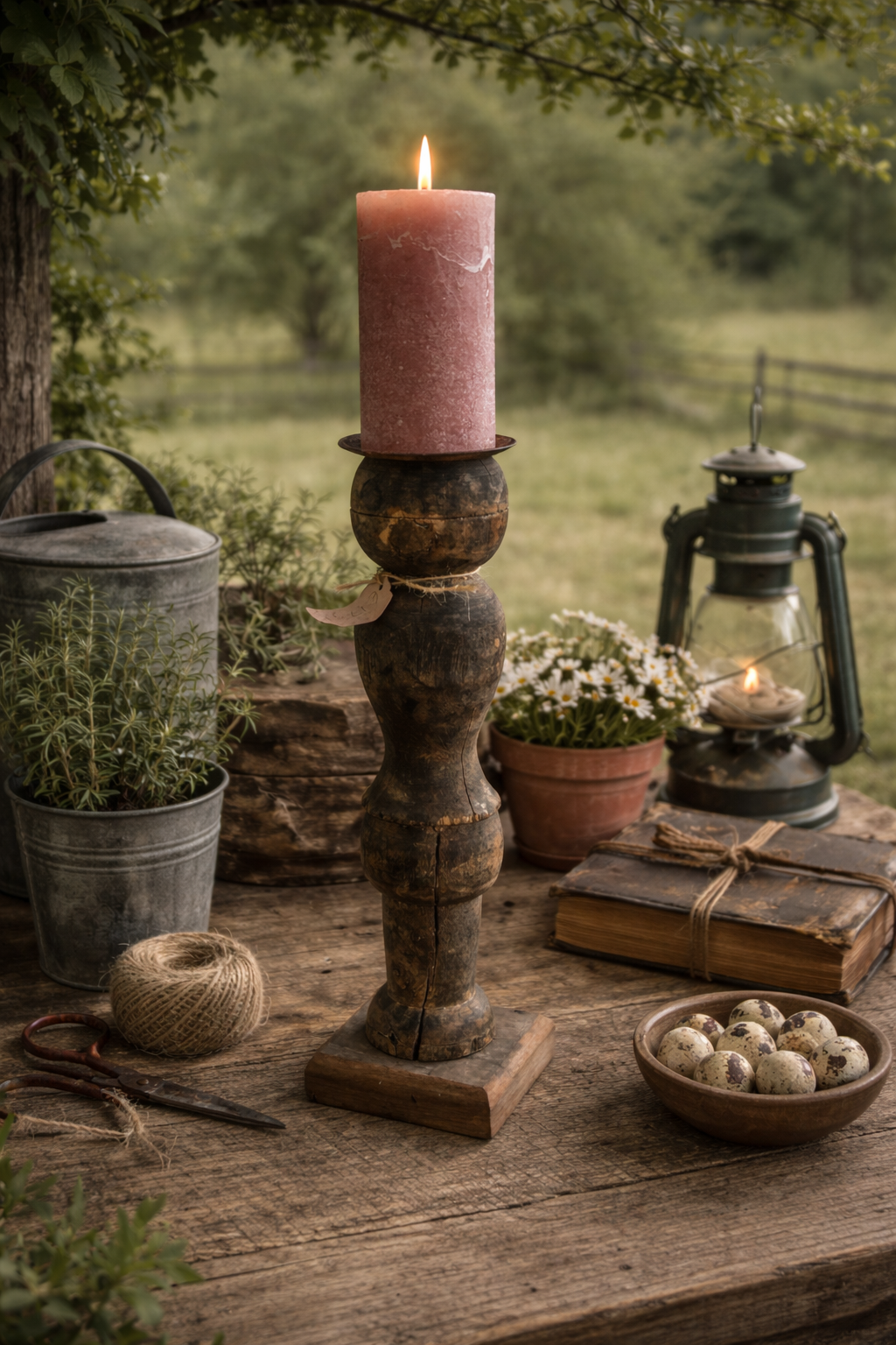 Houten Kaarsenkandelaar – Landelijke Sfeermaker 🤎