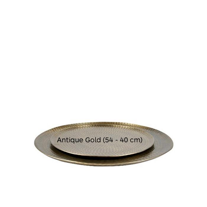 Rond Dienblad antiek goud 40 cm