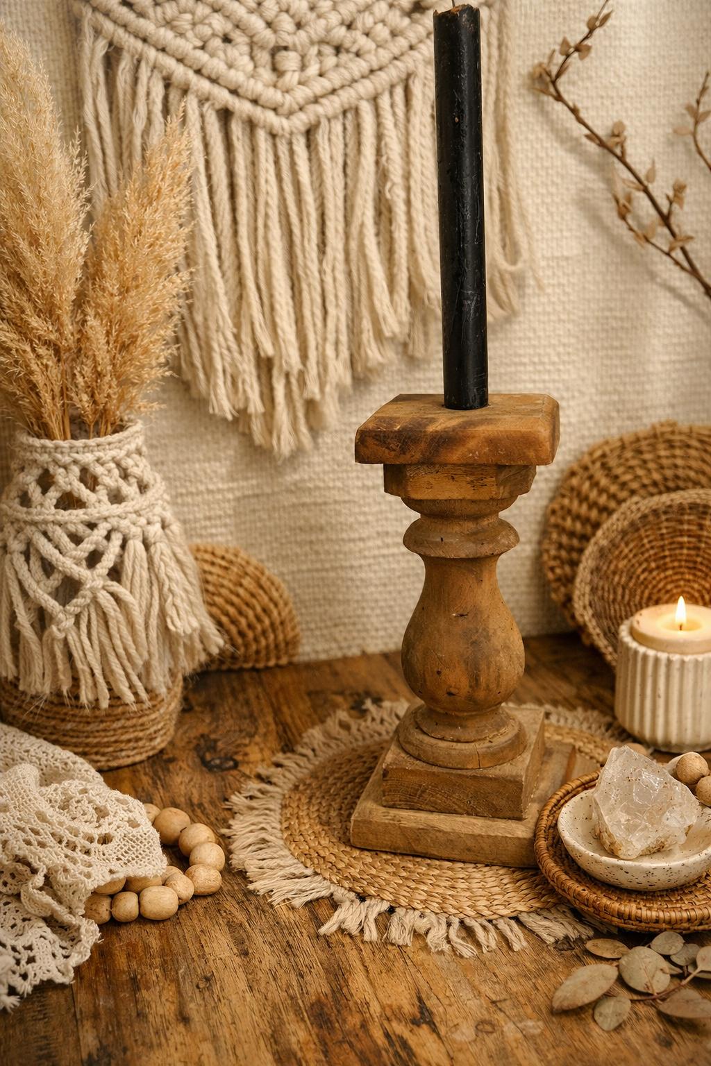 Houten kandelaar voor dinerkaars – warm, stijlvol en tijdloos