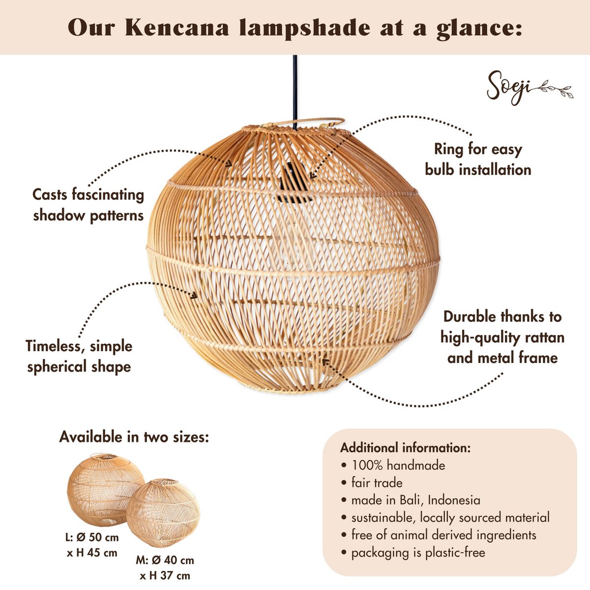 Round Rattan - Boho hanglamp Modern - Kencana