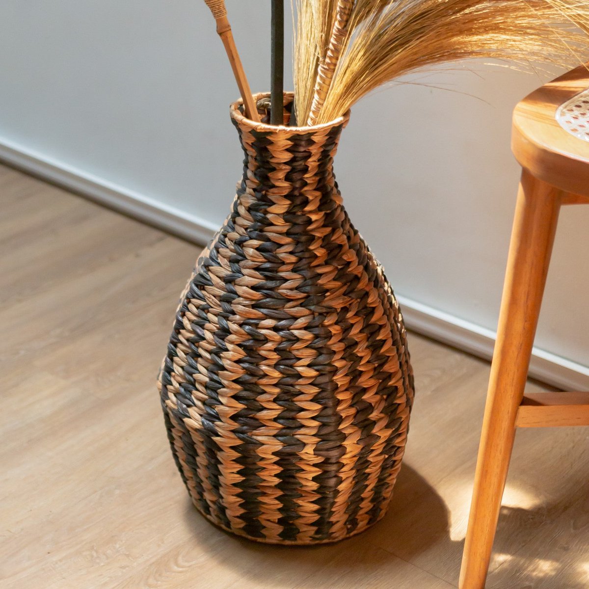 Geweven Boho Vaas DAYANA zwart