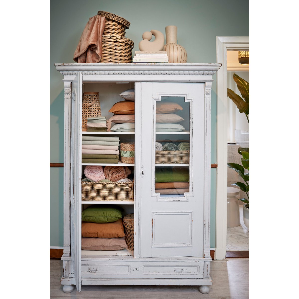 Holm Vaas - H42 x Ø28 cm - Keramiek - Crème streep