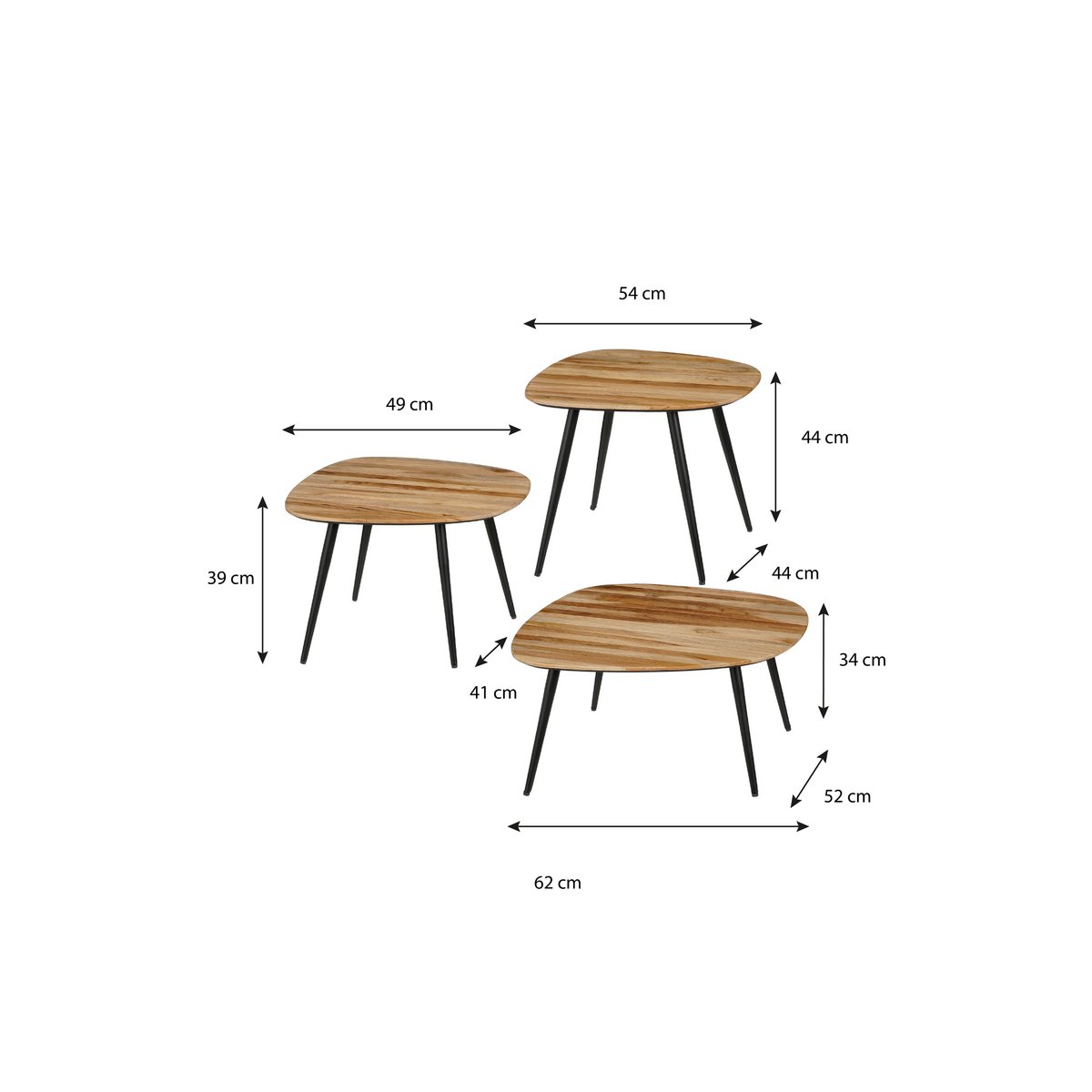 Jailey Bijzettafel - Set van 3 - Bruin