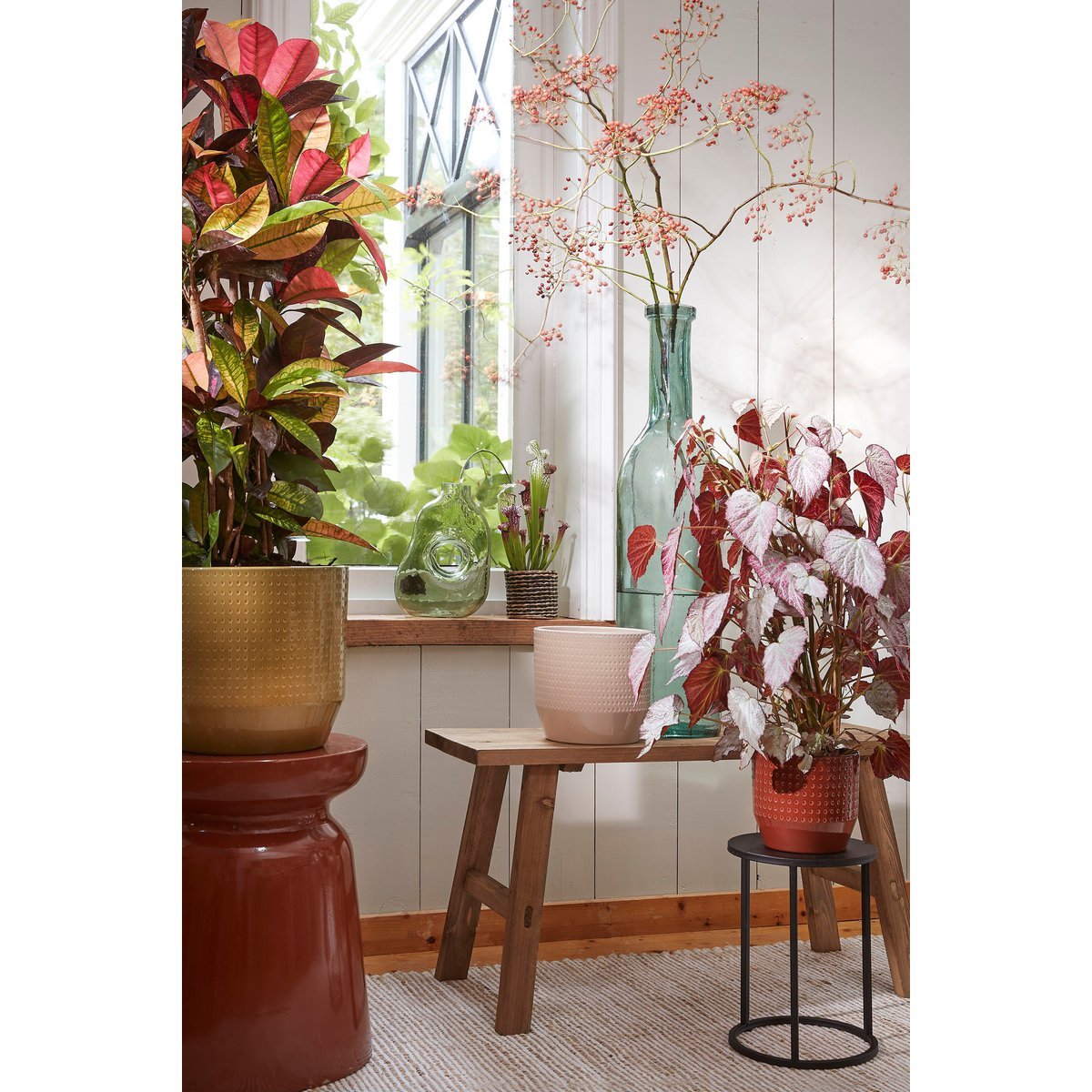 Stage Bijzettafel - H45 x Ø35 cm - Cement - Oranje/Terra