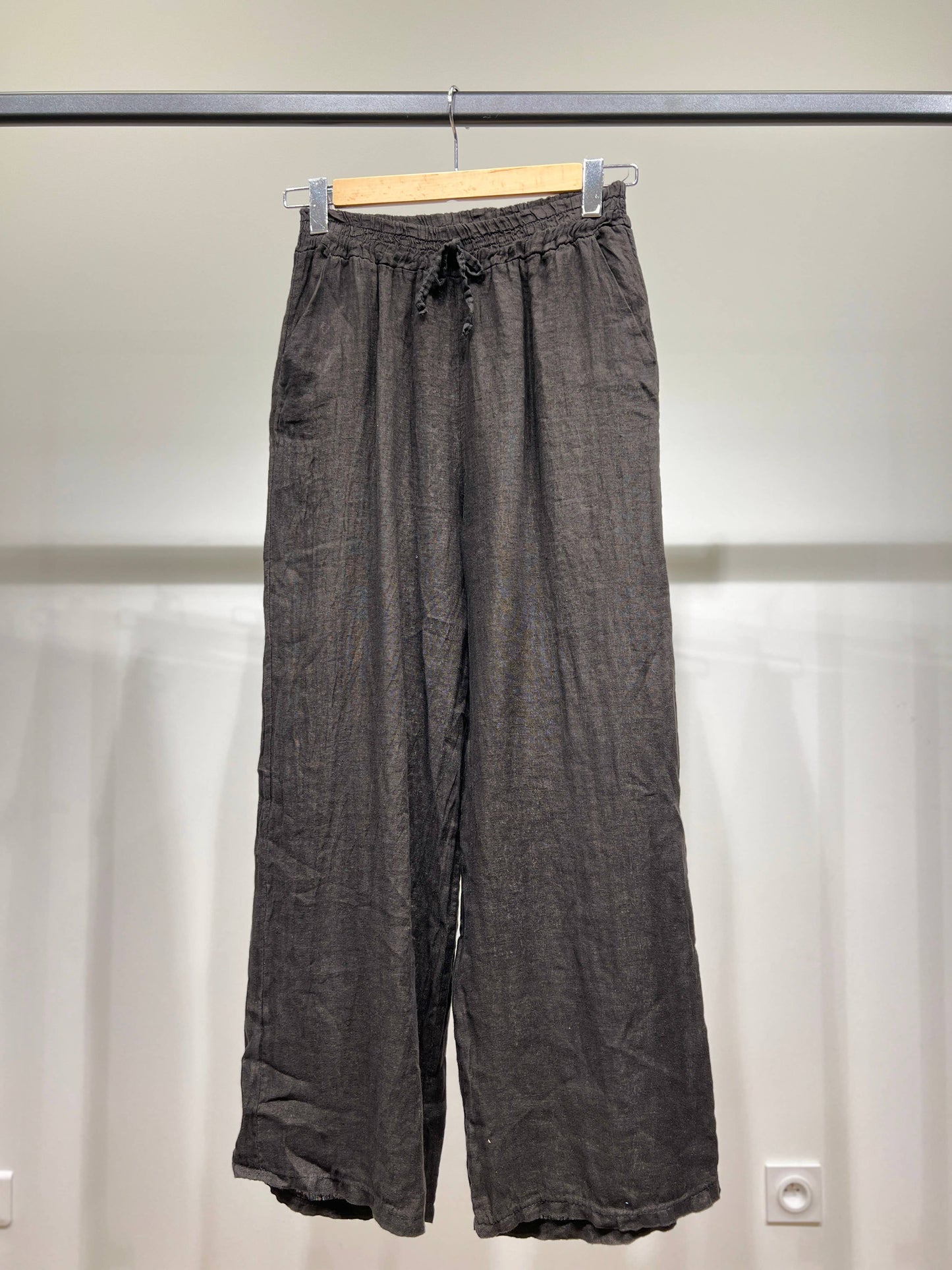 Tijdloze wijde Broek met Elastische Tailleband en Koord 100% Linnen