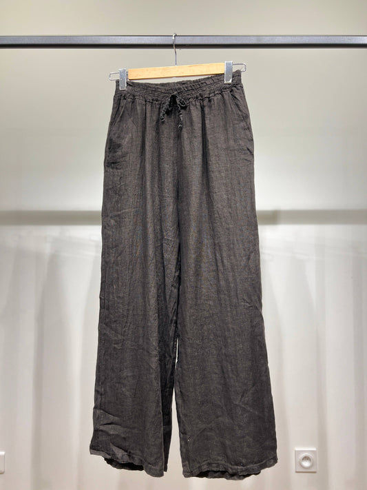 Tijdloze wijde Broek met Elastische Tailleband en Koord 100% Linnen