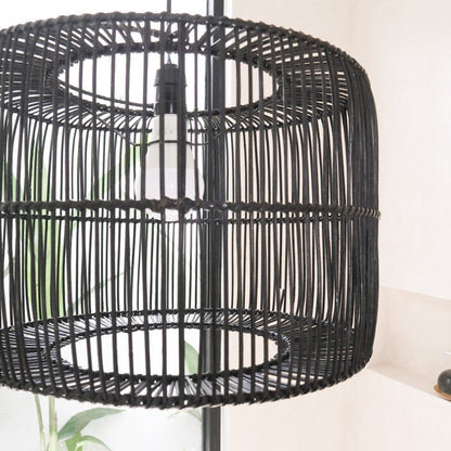 Lampenkap Zwart Rotan LIKU (2 maten)