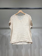 Trendy T-shirt met Korte Mouwen en Gemêleerde Zoom 100% Linnen