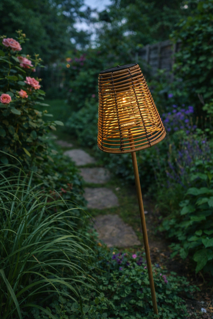 Solar lamp op steel Beige