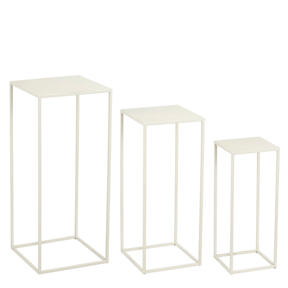 Quinty Bijzettafel - Set van 3 - L30 x B30 x H70 cm - Metaal - Off-white