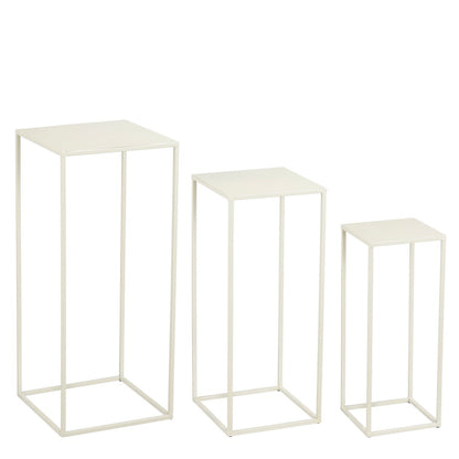 Quinty Bijzettafel - Set van 3 - L30 x B30 x H70 cm - Metaal - Off-white