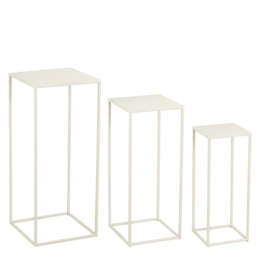 Quinty Bijzettafel - Set van 3 - L30 x B30 x H70 cm - Metaal - Off-white