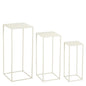 Quinty Bijzettafel - Set van 3 - L30 x B30 x H70 cm - Metaal - Off-white