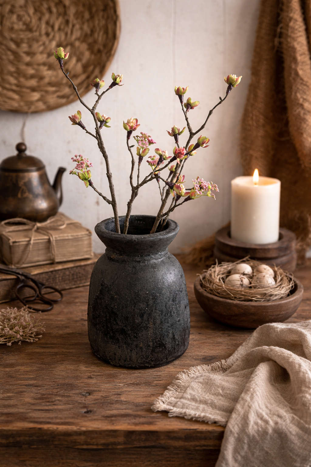 Rustiek en landelijke antractie grijze vaas