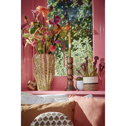 Philo Kandelaar - H30 x Ø11 cm - Mangohout - Bruin