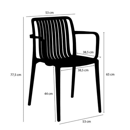 Paloma Tuinstoel - L53 x B53 x H78 cm - Polypropyleen - Zwart
