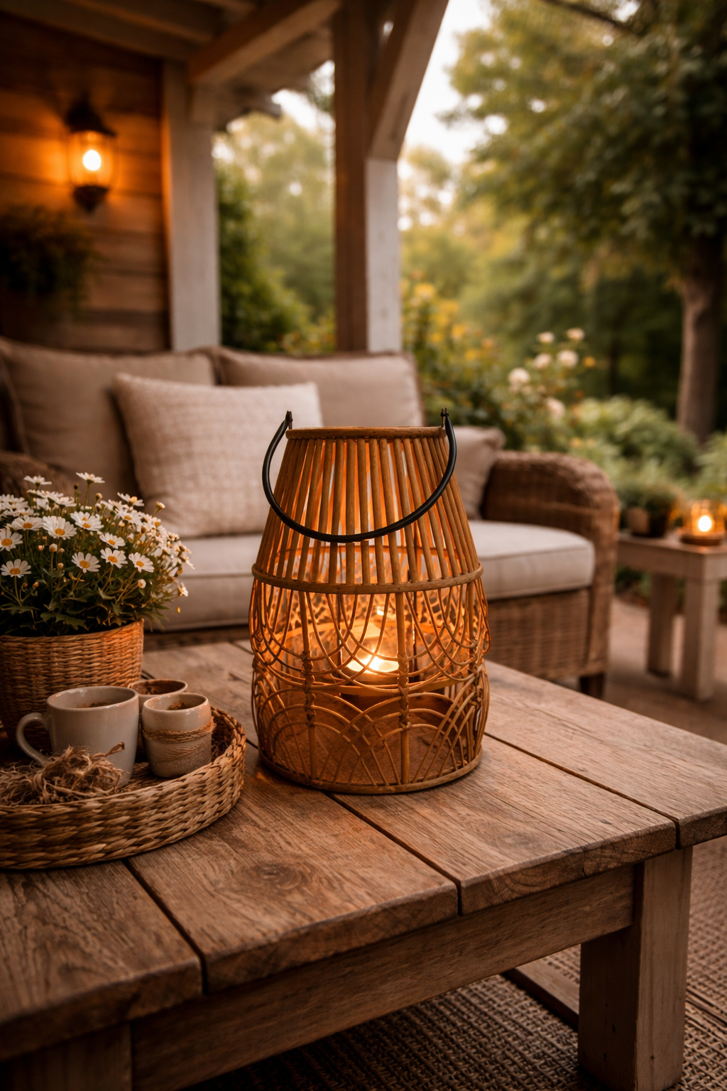 Warm & stijlvol rotan windlicht