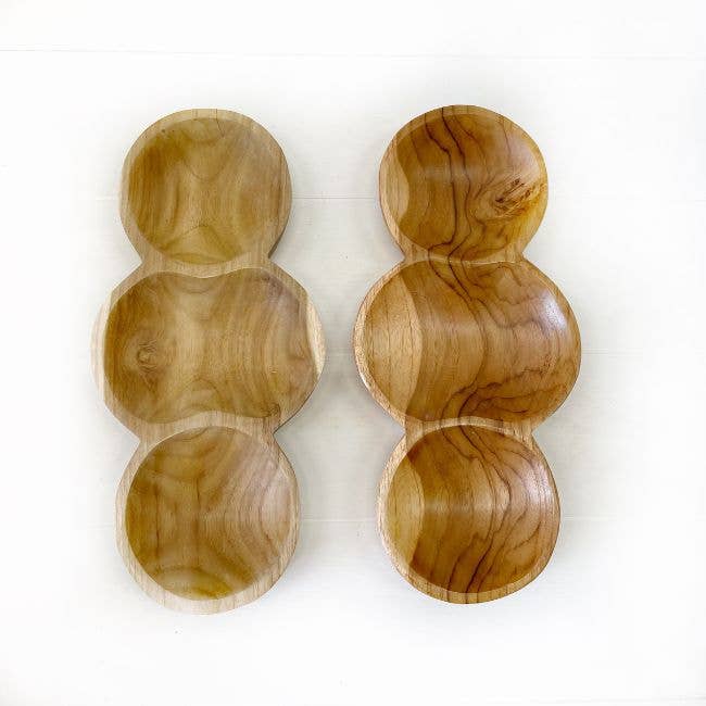 Schaal Hout Drie Vak Rond