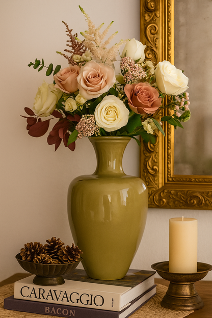 Vaas metaal - Khaki 44cm hoog