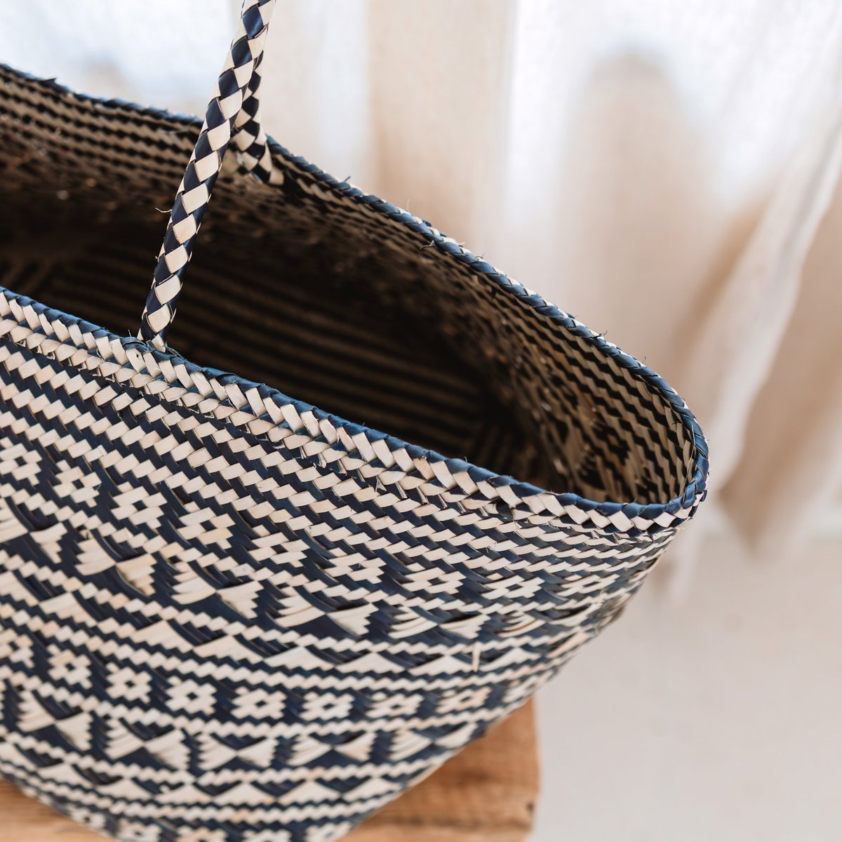 Boho Tote Bag – Zeegras Zomertas KIDUL (zwart)