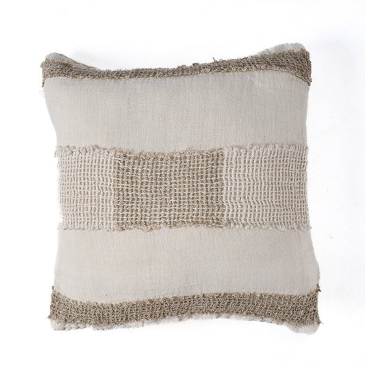 Kussenhoes met linnen draden - Wit naturel