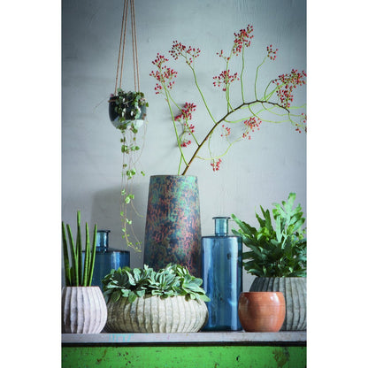 Guan Fles Vaas - H75 x Ø25 cm - Gerecycled Glas - Blauw