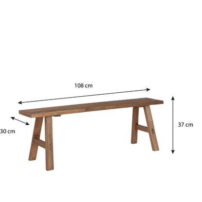 Stijlvol Houten Bankje Bold- L108 x B20 x H37 cm - Bruin