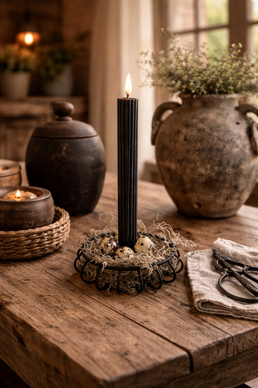 Metalen kandelaar zwart