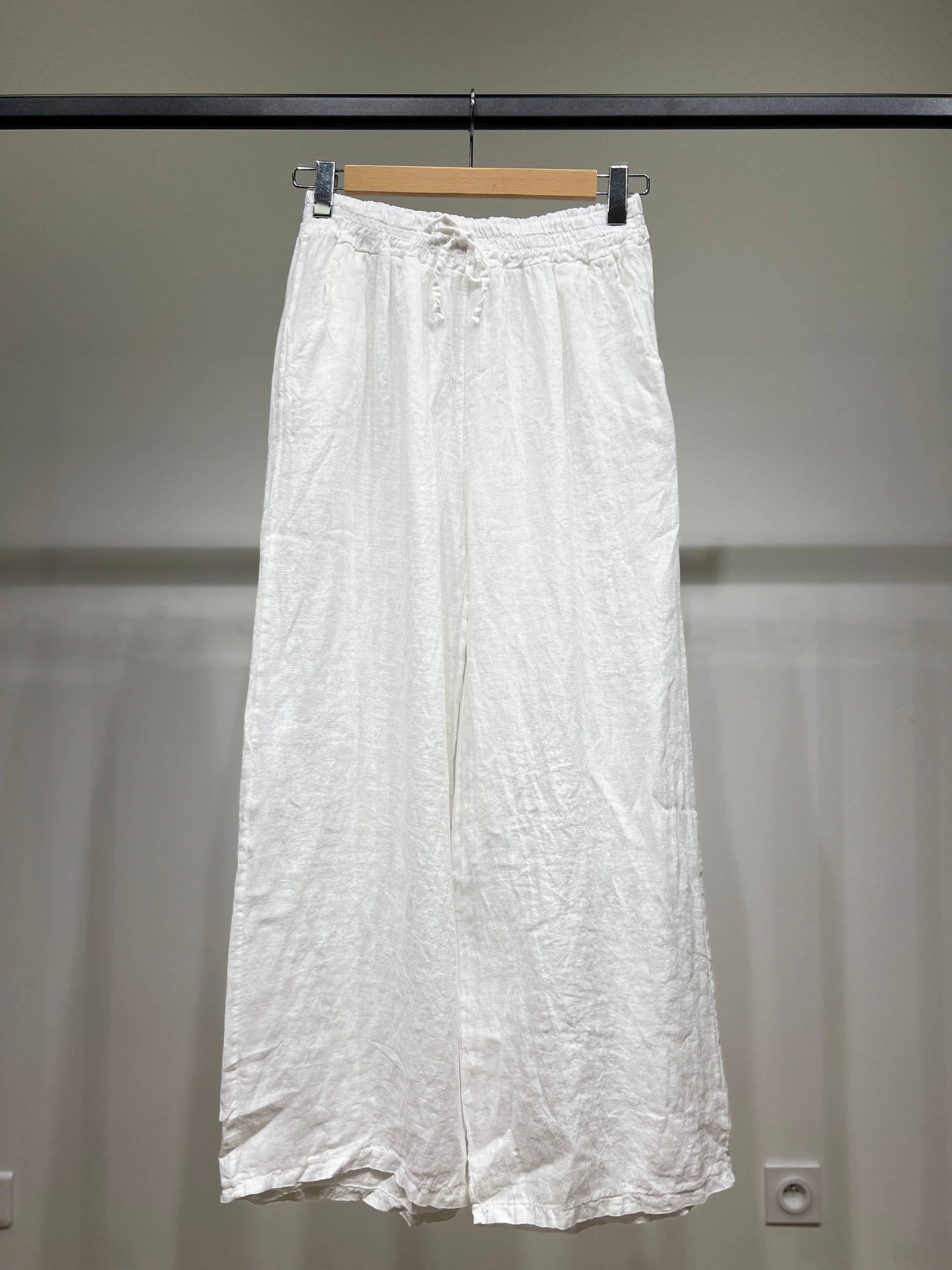 Tijdloze wijde Broek met Elastische Tailleband en Koord 100% Linnen