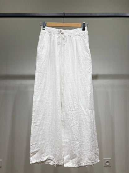 Tijdloze wijde Broek met Elastische Tailleband en Koord 100% Linnen
