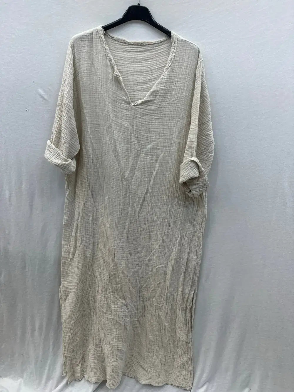 Boho Tunische Kraag Jurk van Katoenen Gaas